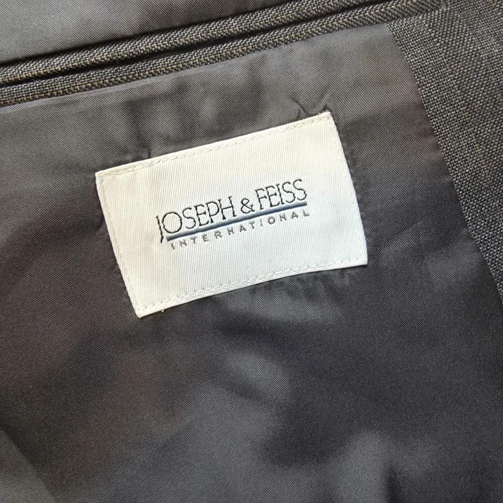 Joseph & Feiss Blazer Mens 46R Gray Herringbone‎ Sports Coat Pure New Wool 2 B